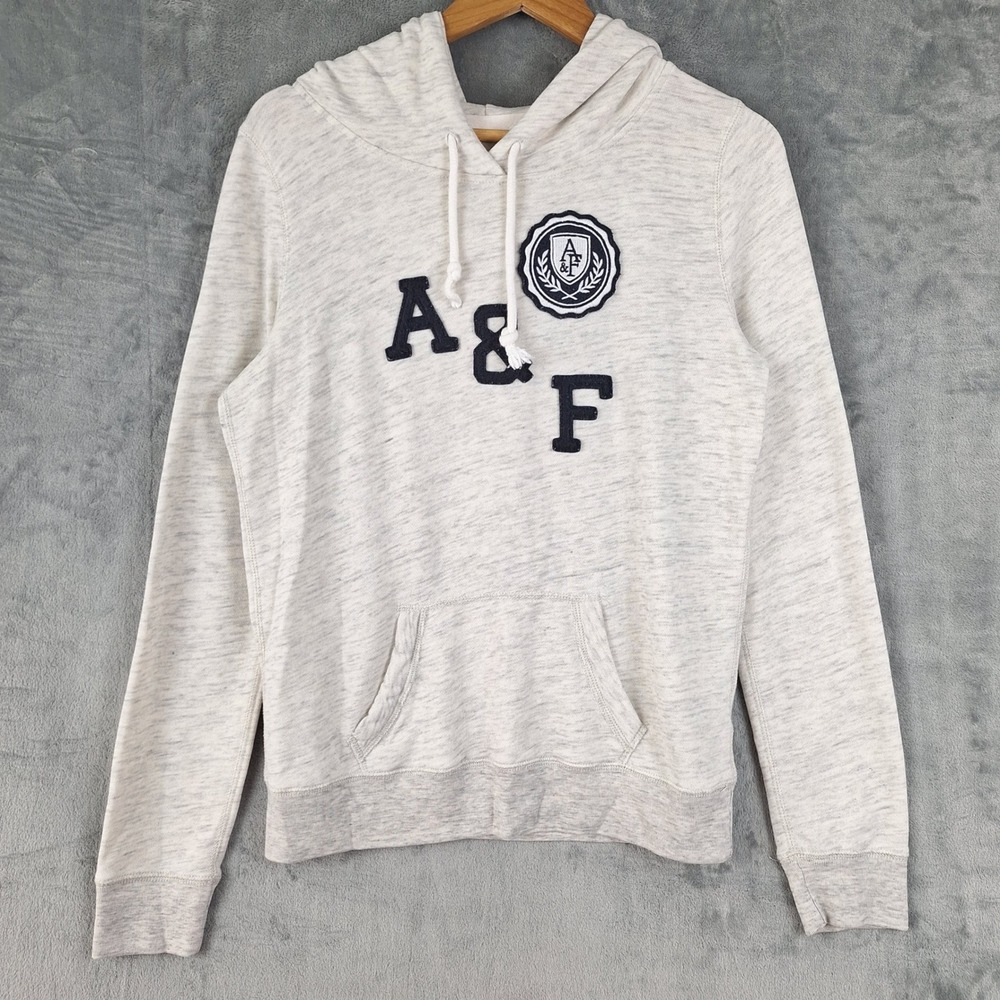 Abercrombie & Fitch Hoodie Womens Medium Y2K Preppy Pullover Sweatshirt Gray